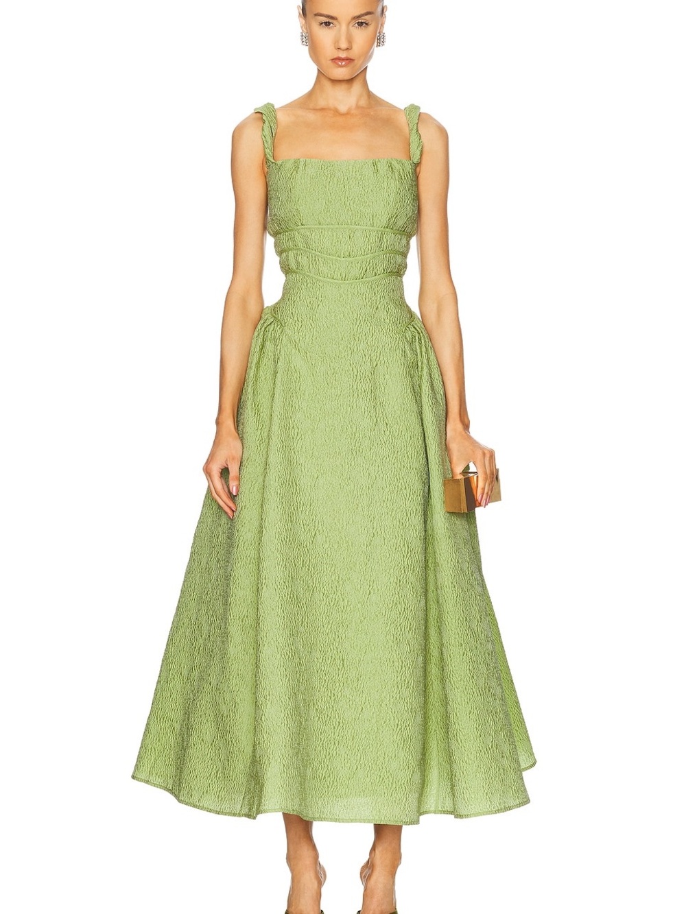 Rachel Gilbert Sophia Strap Textured Dress with Twisted Straps